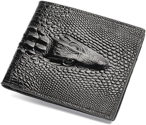 Genuine Leather Bifold Wallet with RFID Blocking, Slim Alligator Pattern Design, ID Window and Gift Box (Black) - Image 5
