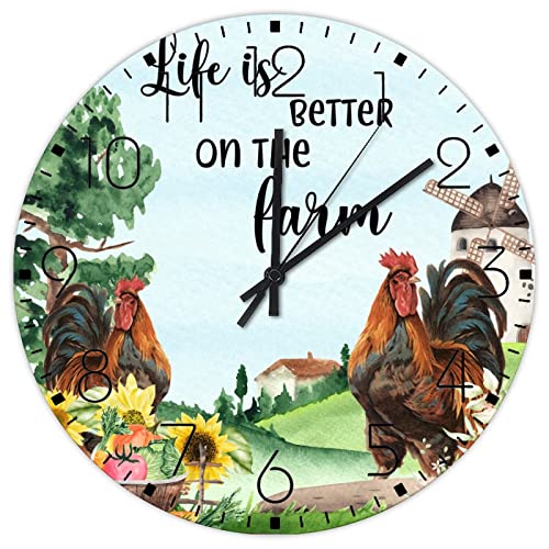 Horloges murales decoratives coq poulet animal style rustique - 2