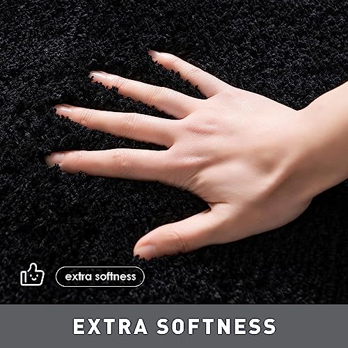 Image of Super Soft Microfiber Bedside Runner for Bedroom, Kitchen, Office, 2 x 5 Feet, Colour: Black, Thickness 1.5 Inches