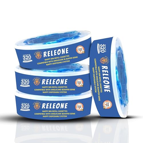 Image of Releone Diaper Pail Refill Bags - Compatible with Playtex Diaper Genie Complete, Expressions, Elite & Essentials - 4 Pack Refills - Long Lasting Diaper Disposal System