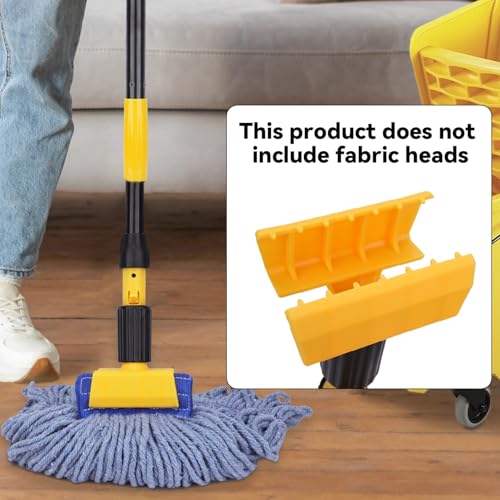 Image of Mop Handle Commercial Heavy Duty - 57 Inch Industrial Metal Mop Stick with Jaw Clamp Replacement for Floor Cleaning - Professional Gripper Mops Head Replacement Holder