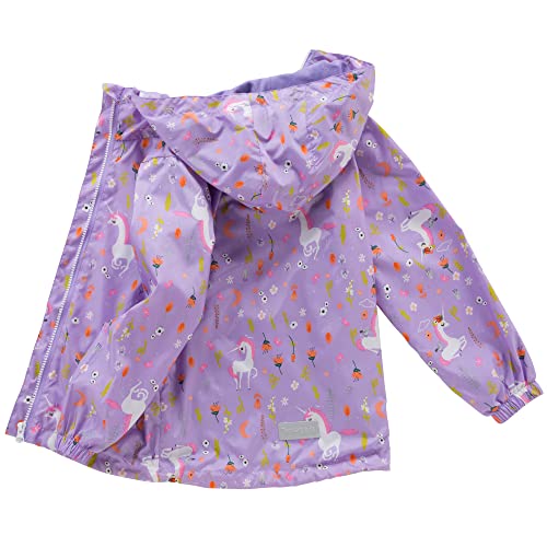 Image of Girls Rain Jackets Waterproof Lightweight Hooded Cotton Kids Outdoor Raincoats Breathable Windbreakers 8-9 Years