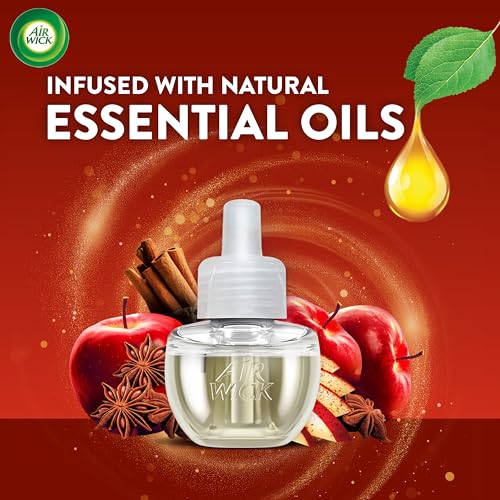 Image of Air Wick Plug in Scented Oil Refill, 2ct, Apple Cinnamon Medley, Fall Scent, Essential Oils, Air Freshener