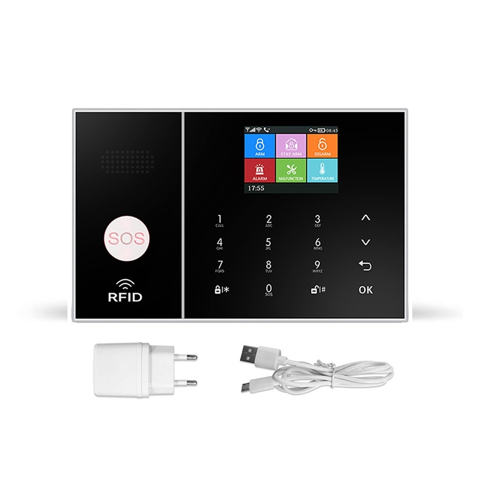 GSM WiFi Système d'alarme de sécurité Contrôle de l'application Smart Home GPRS Kit d'alarme sans Fil 433 MHz avec Piratage Capteur de sirène capteur de Porte et RFID(A 600MAH)