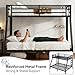 Bellemave Twin Over Full Bunk Bed with Ladders, Metal Bunk Beds Frame with Full-Length Guardrails, Heavy-Duty Bunkbed for Bedroom, Guest Room, Dorms, Noise-Reduce and No Spring Box Needed, Black