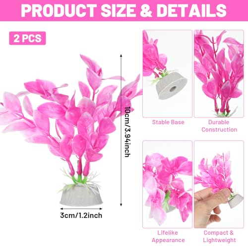 Image of Abeillo Silk Aquarium Plants for Betta Fish Tank, 2Pcs 10cm Small Aquarium Plants Decorations Plastic Artificial Plant Aquatic Water Grass Decoration