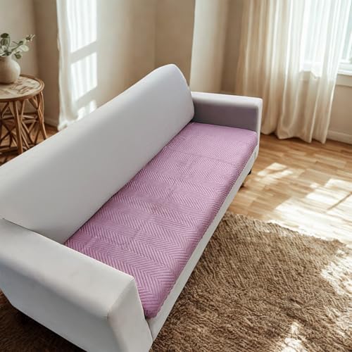 Image of Homerz Premium Velvet Sofa Cover Panel | Soft & Velvety Fabric | Rich Vibrant Colours | Sofa Protector for Living Room (Onion, 7 (3+2=2) Seater, Only Seat Cover)