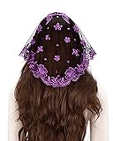 Bozidol Catholic Chapel Mantilla Veil Spanish Church Lace Scarf Velos para ir a la iglesia with Hairclips (Purple)