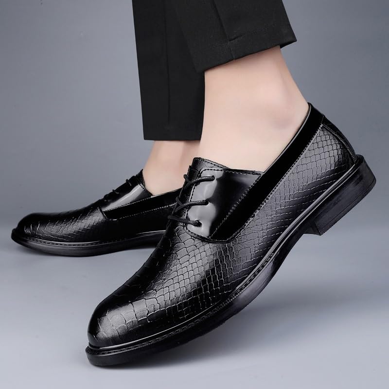 Men's Leather Lace-Up Oxfords Comfort Wide Pointed Toe Dress Shoes Business Formal Office Shoes2
