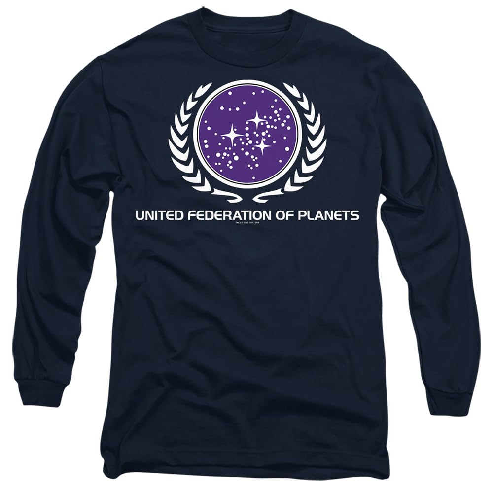 Star Trek United Federation Logo Mens Long Sleeve T Shirt, Navy, XX-Large