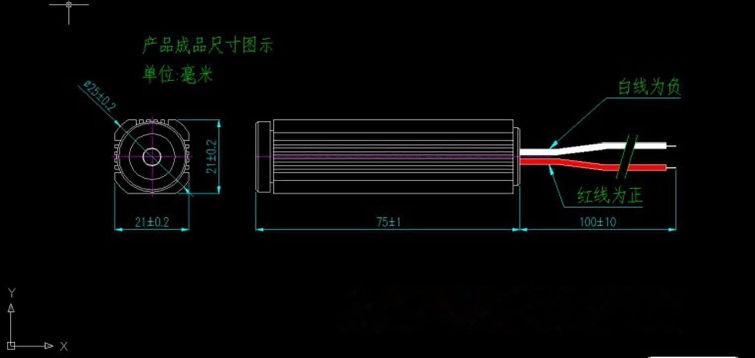 110 ° 50mw 532nm Grünes Laser Linien Modul 25x75mm w/ 3-5V