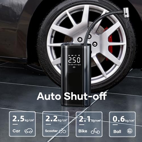 Image of Tire Inflator Portable Air Compressor, 25000mAh 150PSI Air Pump for Car Tires, LED Display Fast Inflation Air Compressor with Tire Gauge Pressure Car Motor Bike Ball (EDG209)