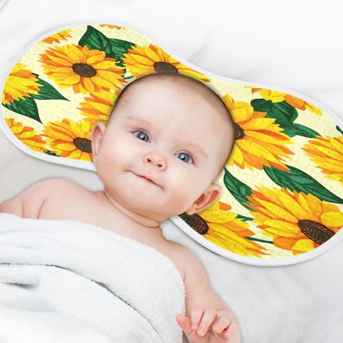 Sunflower Muslin Baby Burp Cloths, 22x11 Inch Soft Absorbent Cotton Burping Rags Baby Washcloths for Newborn Boys Girls, 2 Pack4