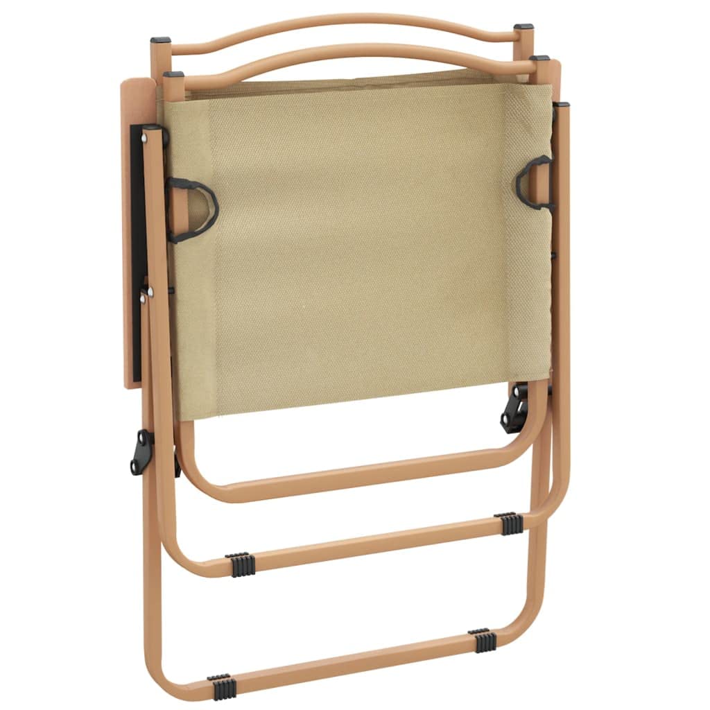 Campingstühle 2 STK Beige Klappbar 54x55x78 cm Oxford-Gewebe wetterfest Outdoor Gartenstuhl Balkonstuhl mit Armlehne und leichtem Stahlrahmen für Picknick und Camping