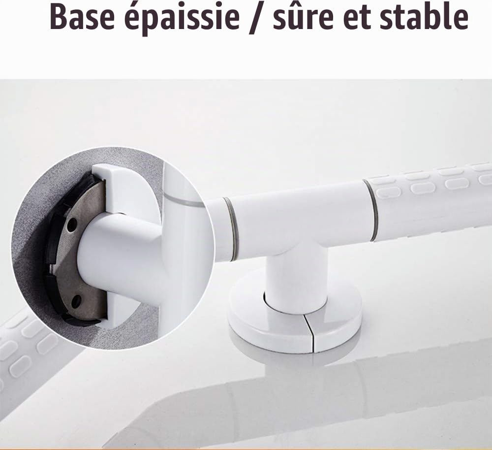 135° Barre D'appui Douche pour Baignoires Acier Inoxydable PVC Barre de Maintien pour Handicapés et Les Personnes âgées WC 40 * 60cm