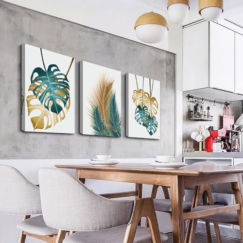 DZRWUBHS Large Framed Wall Art For Living Room Abstract Wall Decoration Art For Bedroom Kitchen Decor Leaves Wall Painting Modern Wall Pictures Artwork Office Canvas Prints Dining Room Home Decor