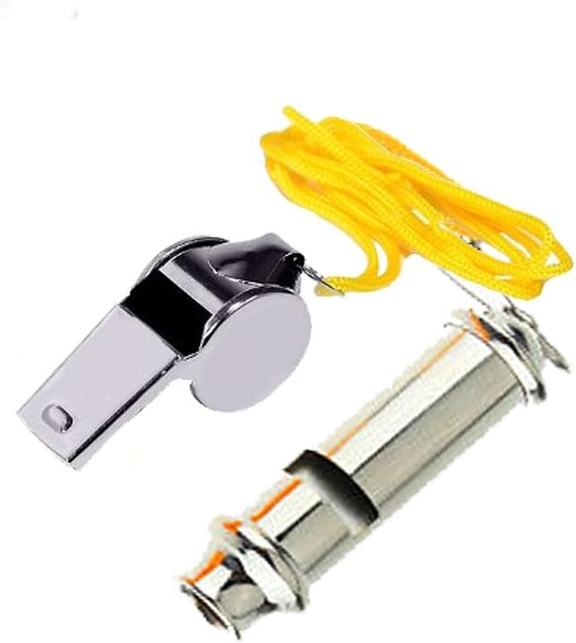 Loudest Emergency Survival Police Signal Safety Whistle Pack with Lanyard Made of Metal and Stainless Steel for Camping Boating Hunting Hiking Lifeguard self Defense| 2-in-1 Pack