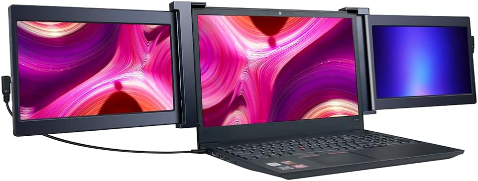 KOCAN13.3 inch Portable Triple-screen Monitor Laptop Expansion Screen 1920 * 1080 Resolution Easy Installation for 13.3-16.5 inch Laptop,Dual-screen Monitor