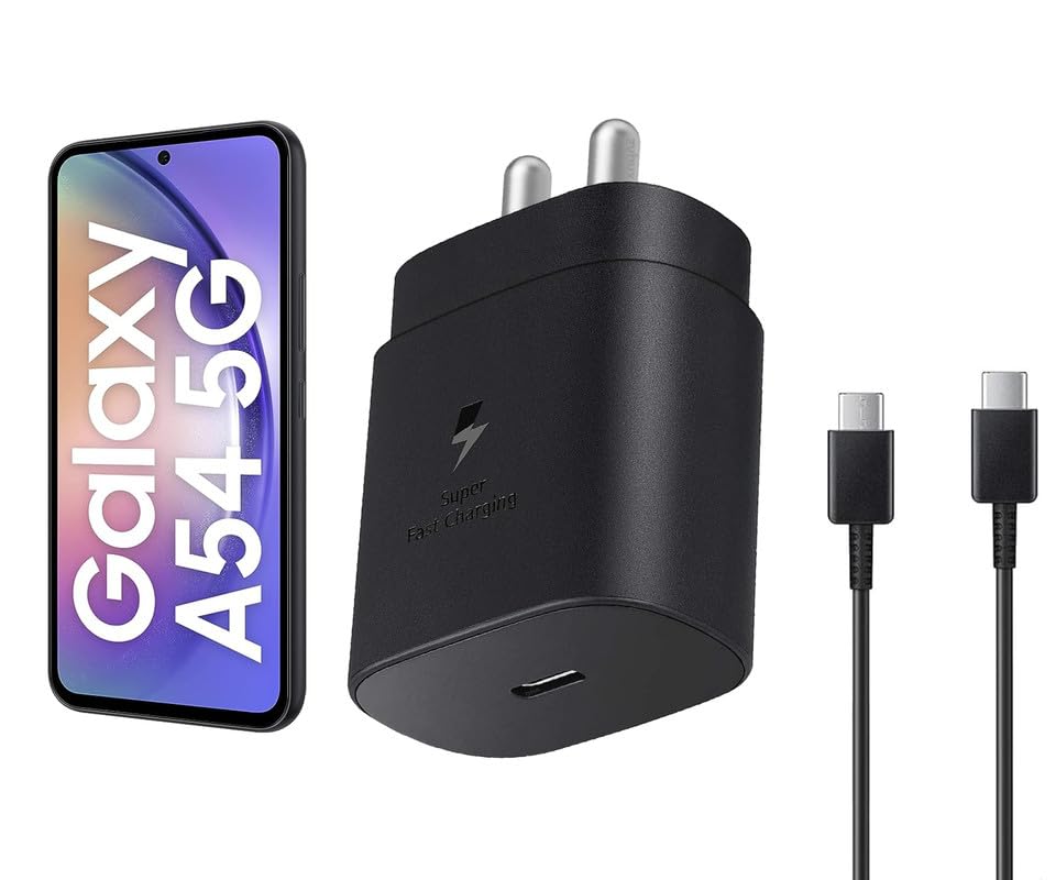 Image of 25W Type C Charger for Samsung Galaxy A54 5G | USB C to C Port Super Fast Charging Adapter for Galaxy Tab S9 Ultra /S9 Fe /S9 plus /S9 /A9 /A9 Plus /S8, 25 w Quick Mobile Phone Adaptor USB-C Device, Black