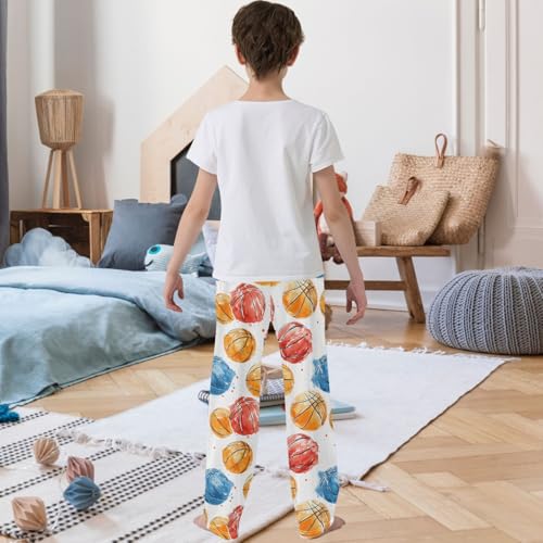 Boy's Pants Watercolor Basketball Jogger Pants Elastic Waist Long Bottoms Trousers with Pockets 6-14 Years3