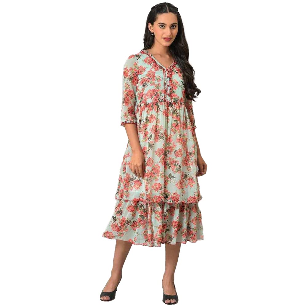 Aurelia Women's Polyester Fit and Flare Midi Dress in neutral