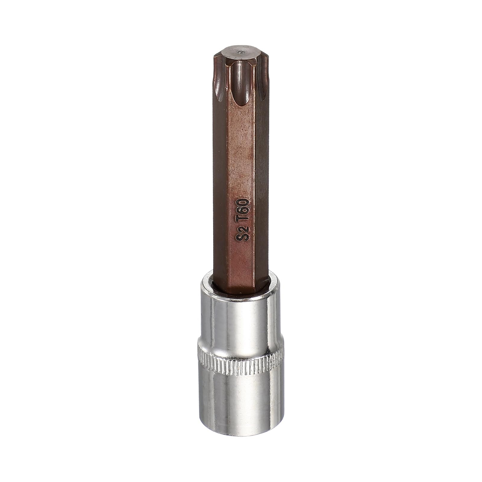 sourcing map Torx Bit Socket 1/2" Drive T60 S2 Steel 6 Point Head Long Screwdriver Drill Bits CR-V Steel Socket Adapter for Home Auto Axle Hex Nuts Bolts Repair — image 1