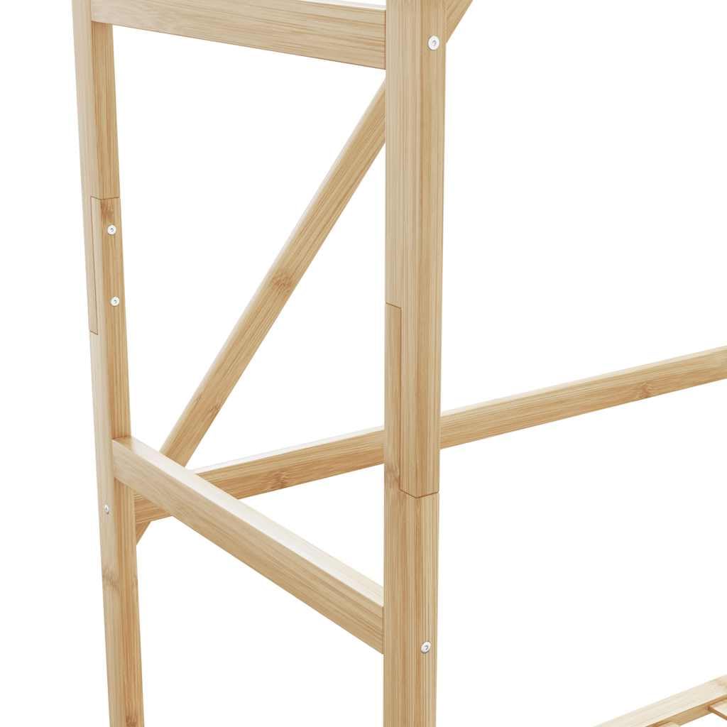Porte-vêtements en bambou avec étagères - 80 x 40 x 175 cm - Avec tringle à vêtements, porte-vêtements et crochets pour couloir, chambre à coucher, dressing, pour ranger les vêtements et les