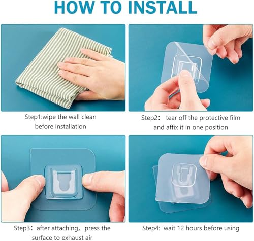 Image of Boniry Hooks for Wall Without Drilling, Self Adhesive Wall Hooks for Hanging Strong, Durable & Easy-to-Install Wall Hooks for Home & Office - No Tools Required, (10, Double Side)