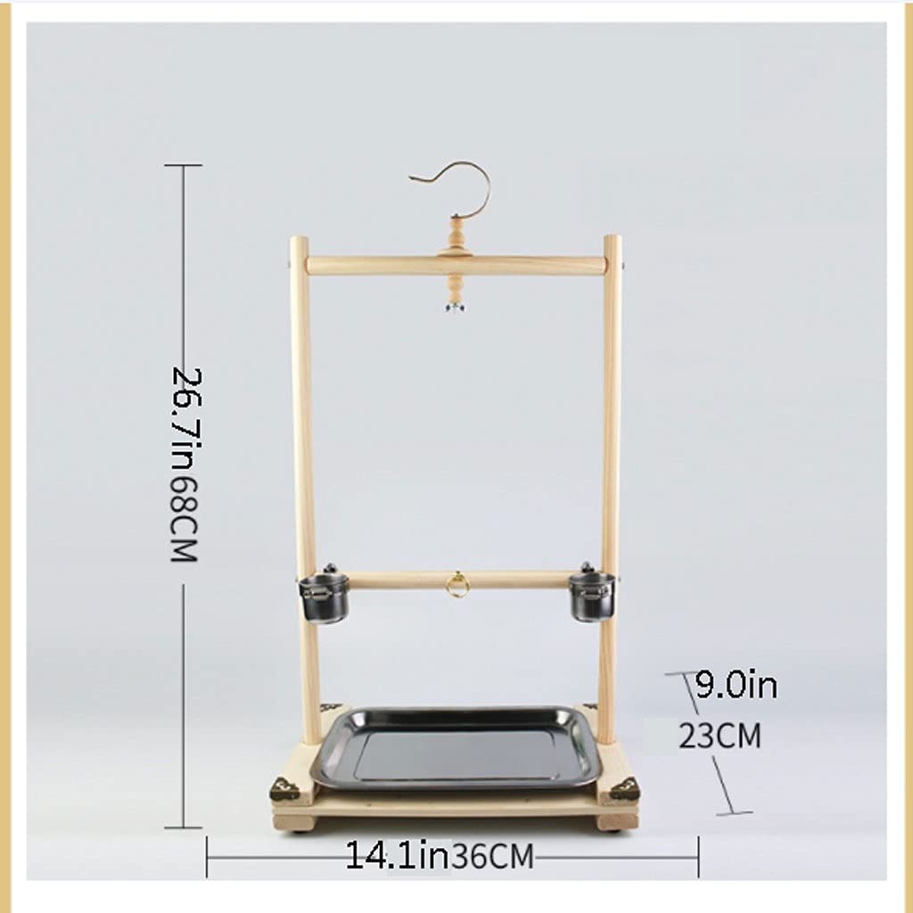 Gabbia per Uccelli Gancio tipo uccello stand monaco piccolo Sun Starling Training Bird Stand PARROT Stand in legno Piccolo uccello Acciaio inossidabile Telaio e tazza di cibo Gabbia per Canarini