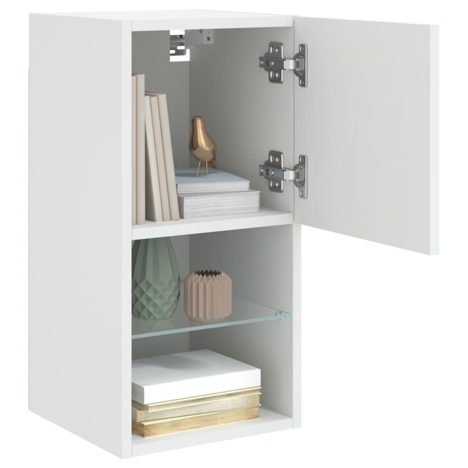 Homgoday LED TV-Schrank mit Regal, Holzwerkstoff, Weiß, 30,5 x 30 x 60 cm - Wandmontage, für Wohnzimmer und Home Cinema Model836988