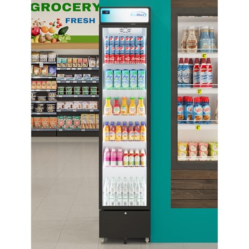 Image of KoolMore 17 in. Slim Commercial Merchandiser Display Refrigerator 7 Cu. Ft. in Black, ETL Listed (KM-MDR-17S)