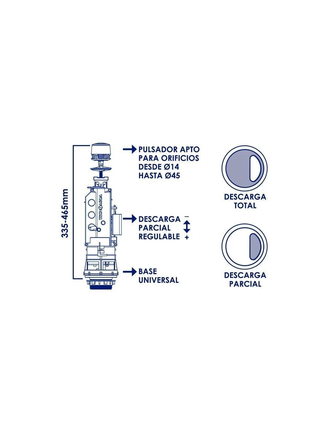 accesorios wc - Mecanismo doble descarga por cable t-282+kit
