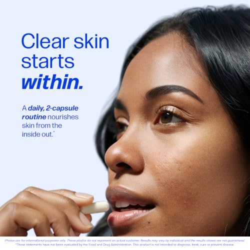 Image of Clear Skin Supplement with Zinc, DIM & Probiotics | Doctor-Formulated | 3-in-1 Hormone, Gut & Complexion Support | Triple Action Hyaluronic Acid & Vitamins for Skin Balance & Glow Support | 120 Ct