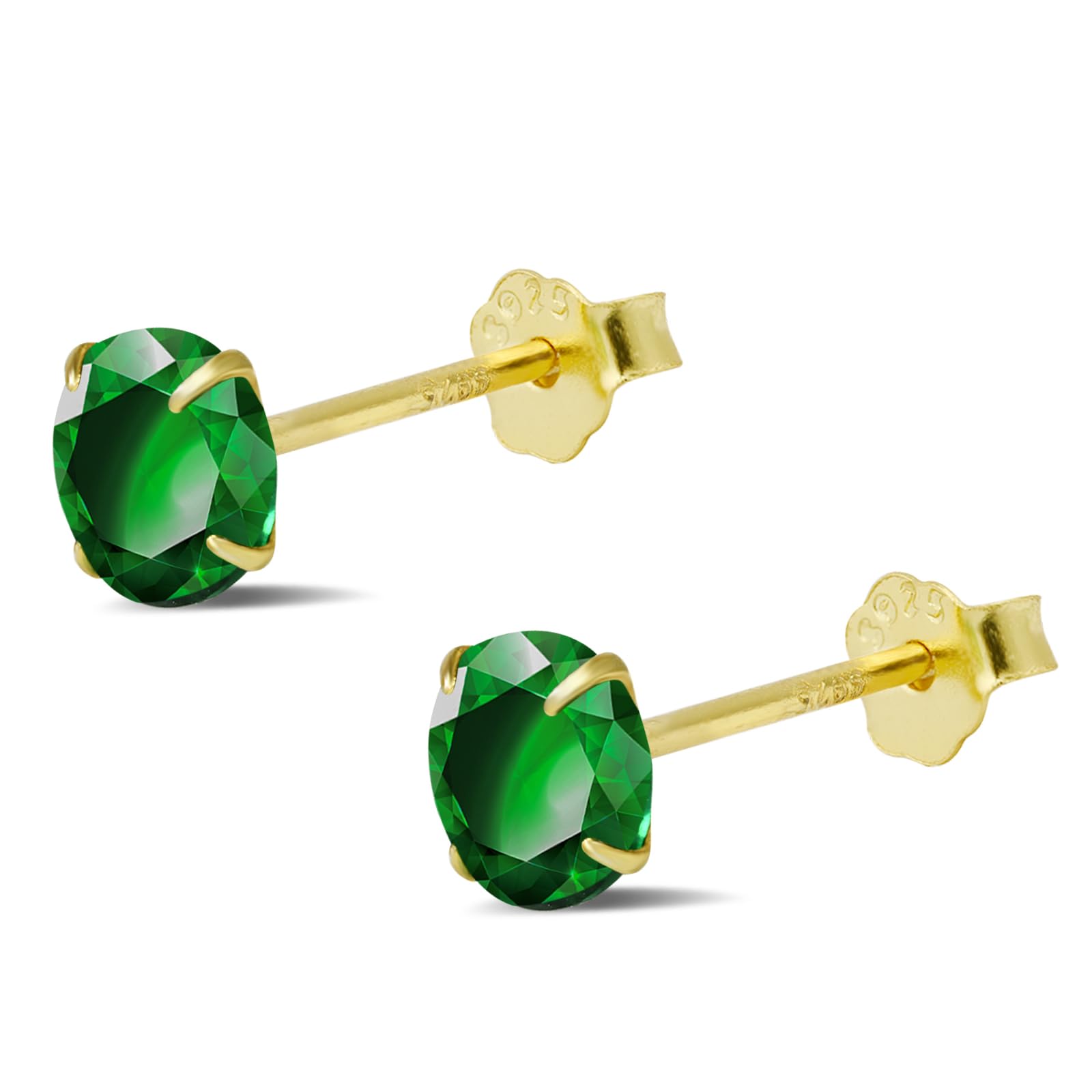 Weviway Smaragd grün Damen Ohrstecker, 925 Sterling Silber 18K Gold vergoldet Ohrstecker Ohrringe, Hypoallergenes Handgemachtes Schmuck für Damen Geschenke