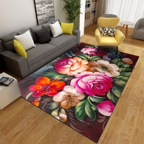Tapis doux pour chambre à coucher et grand salon aux fleurs fraîches