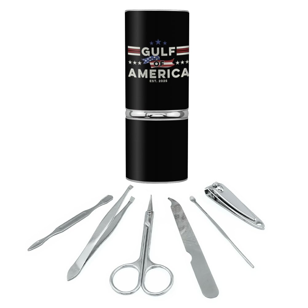 GRAPHICS & MORE Gulf of America Est. 2025 Stainless Steel Manicure Pedicure Grooming Beauty Care Travel Kit