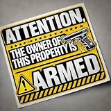 3 pcs The Owner of This Property is Armed, Home Protection Stickers, 5 inches - Gun Sticker NRA Sniper for Car Bumper, Truck Window, Hunting Accessories