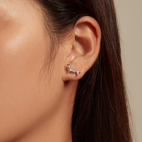 MUNDELL 925 Sterling Silver Cute Dachshund Stud Earrings Puppy Dog Earrings for Women Animal Hypoallergenic Earrings Fine Jewelry3