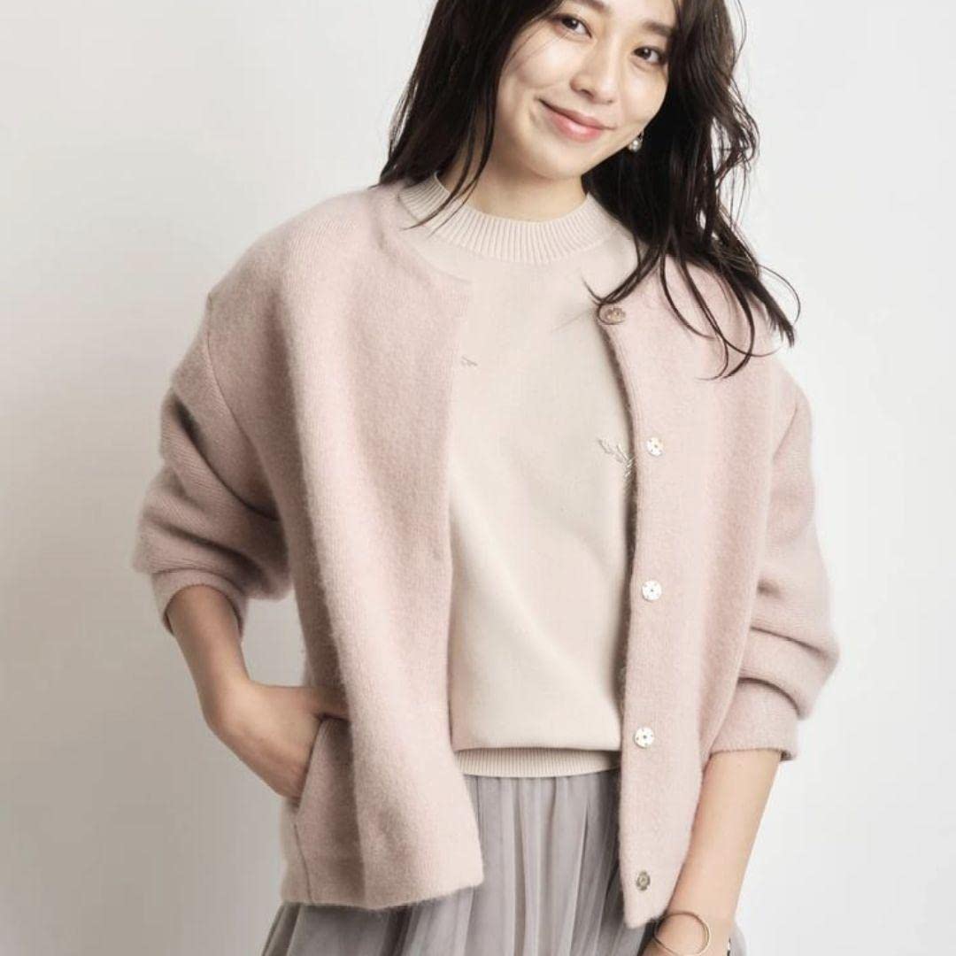 Amazon.co.jp: 楽町マルイ限定 JUSGLITTY スフレショートカーデ ピンク  