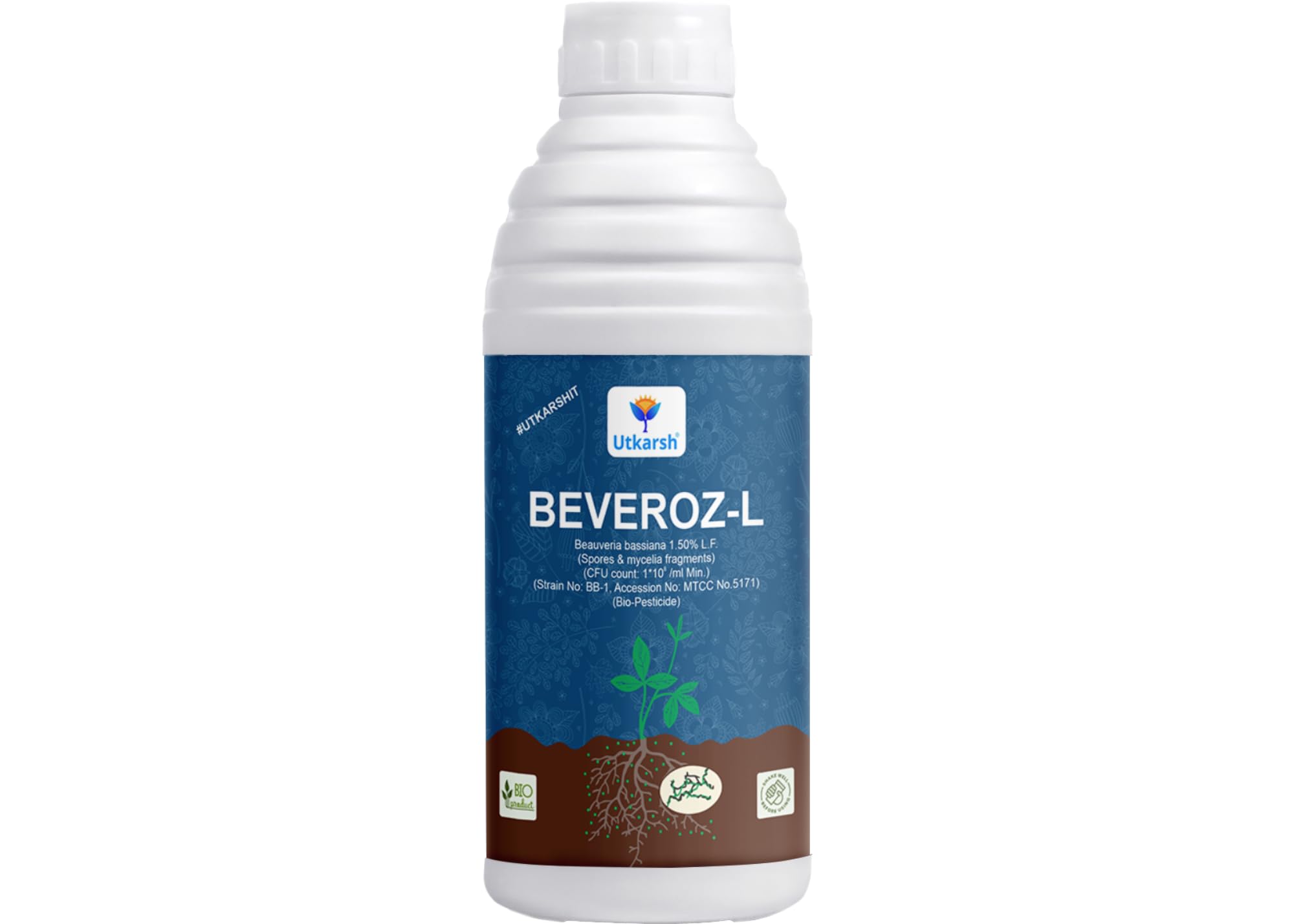 Utkarsh Beveroz-L (Beauveria Bassiana 1 x 10^8 CFU/ml min.) (Western Flower Thrips) (1 Liter; Pack of 1)