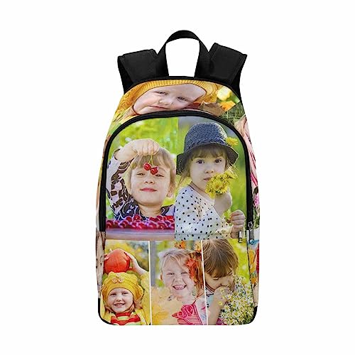 InterestPrint Custom School Backpack for Kids, Customized 10 Photos Casual Bag Personalized Pictures Shoulder Bag Casual Knapsack Backpack for Son Grandson