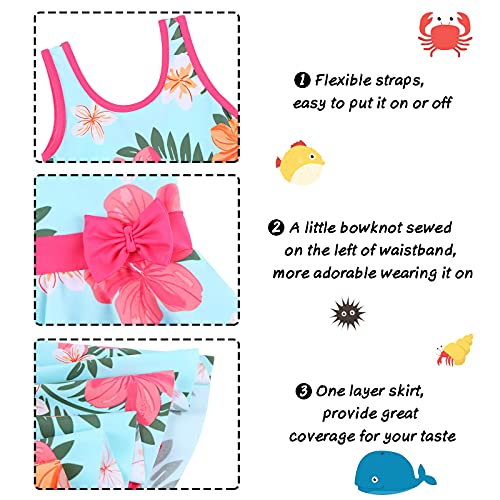 Girls Swimsuit One Piece UPF 50+ Floral Skirted Bathing Suit Modest Beach Swim Dress 3-11 Years3