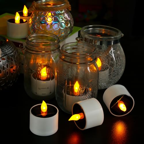 Velas solares para exteriores VOOKRY pack de 8 luces de té impermeables sin llama para jardín 7