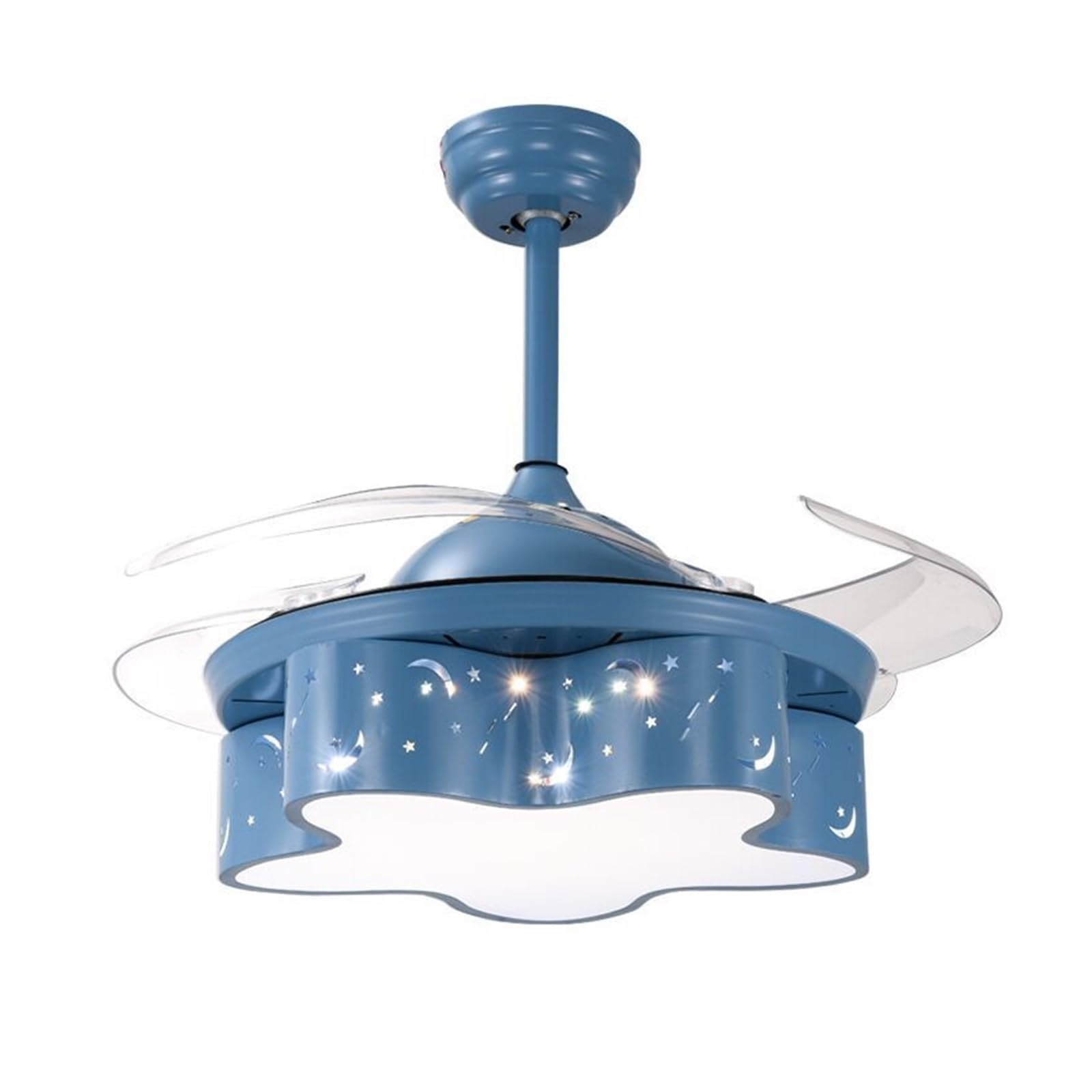ERETYRET Children Fan Light Nordic Invisible Ceiling Restaurant Children;Bedroom Girl Princess Room Chandeliers Quiet Cooling(Blue,36inch)