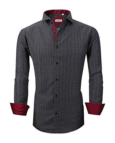 Rabrgab Men's Dress Shirt Regular Edition Long Sleeve Shirt, Premium Soft Formal or Casual Button Down Shirts for Men, Black-M
