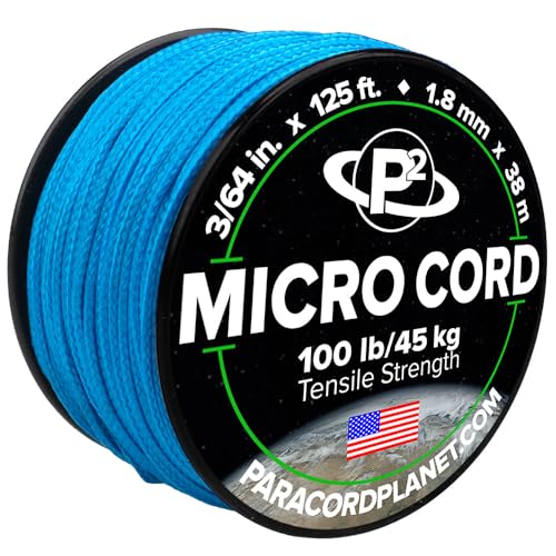 Paracord Planet Micro Paracord – Thin Braided Cord for Crafting, Fishing, and DIY Projects in 125 ft Spools – Colonial Blue
