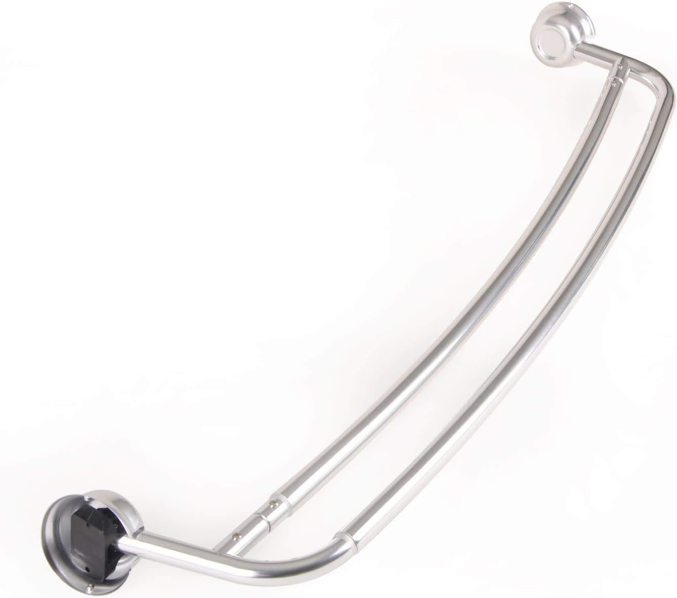JACUZZI Aluminum Curved Double Shower Curtain Rod, Adjustable 60-72 Inches, Chrome Finish, Expands Shower Space, Rust-Free Construction, Easy Installation, Ideal for Alcove Showers