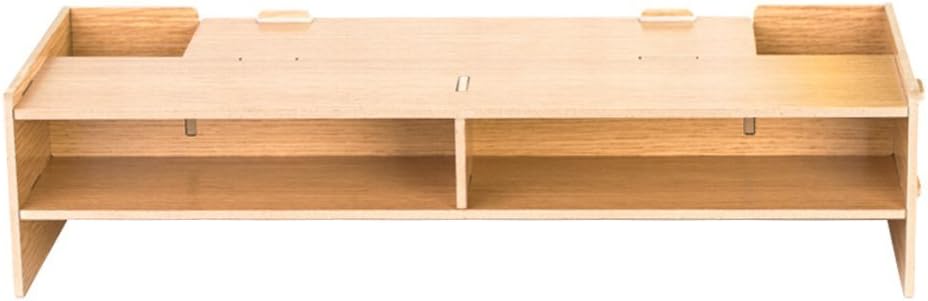 2017 NEW Computer Monitor Stand Riser,Wooden Desk Organiser Unit Novelty Moisture proof Stand with 2 Tiers Storage A4 paper keyboard Books Laptop Riser Shelves (Teak)