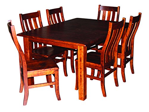 Aspen Tree Interiors Amish Made 9 Piece Solid Wood Cherry Kitchen Dining Room Table for 6 Set - Heirloom Furniture for  the  Holidays and Everyday, White Glove Delivery, 2 Leaves