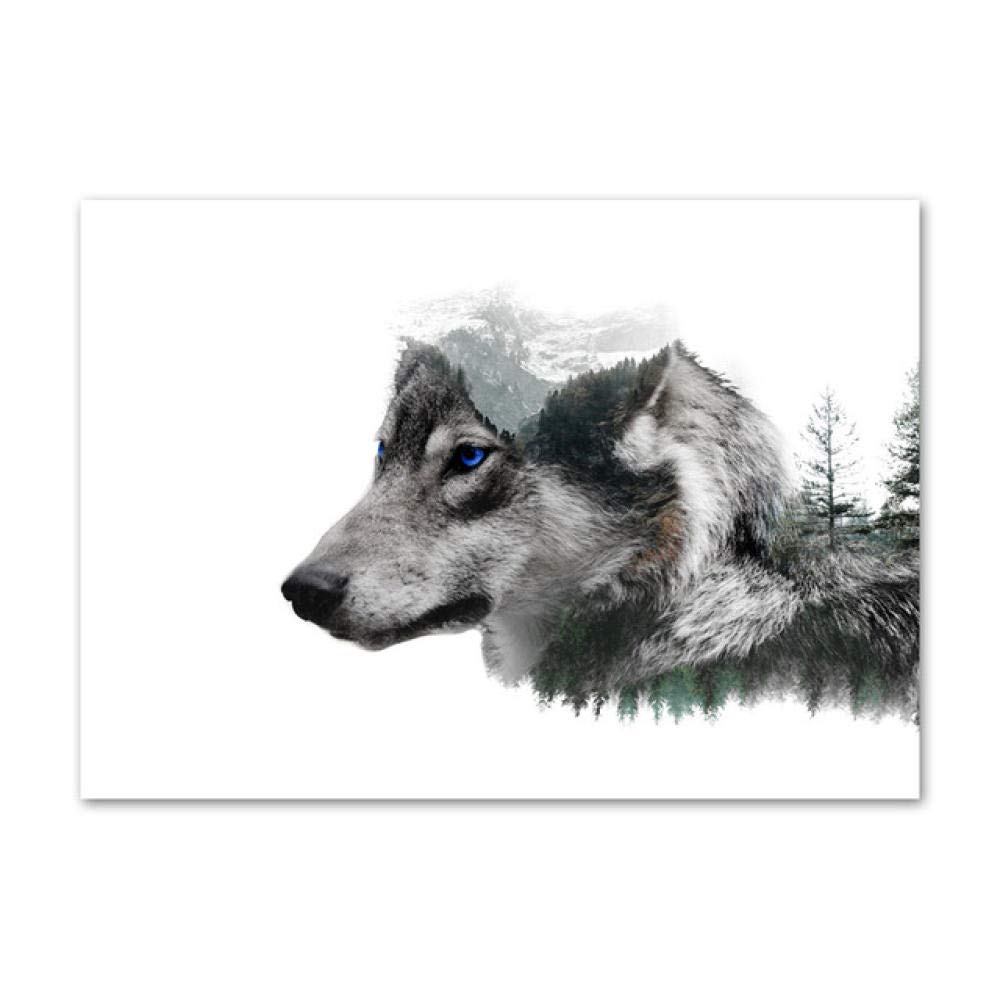 Amazon｜抽象 オオカミ ポスター 版画 動物 キャンバス 絵画インテリア
